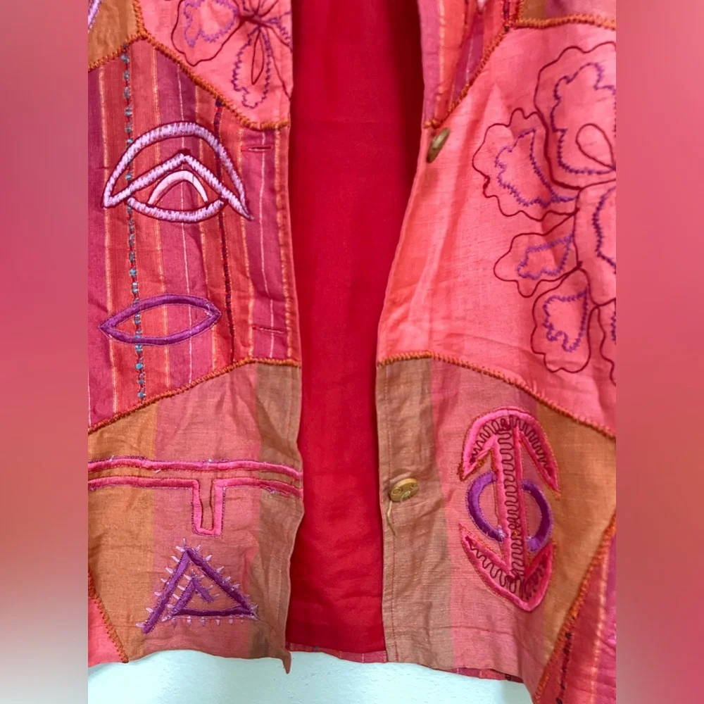 ColdWater creek silk blend floral patchwork jacket